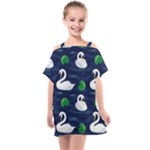 Swan-pattern-elegant-design Kids  One Piece Chiffon Dress