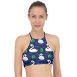 Swan-pattern-elegant-design Racer Front Bikini Top