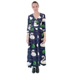 Swan-pattern-elegant-design Button Up Maxi Dress