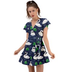 Flutter Sleeve Wrap Dress 