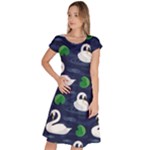 Swan-pattern-elegant-design Classic Short Sleeve Dress