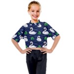 Swan-pattern-elegant-design Kids Mock Neck Tee