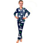 Swan-pattern-elegant-design Kids  Satin Long Sleeve Pajamas Set