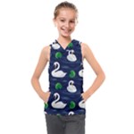 Swan-pattern-elegant-design Kids  Sleeveless Hoodie