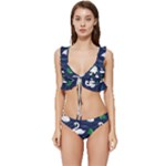 Swan-pattern-elegant-design Low Cut Ruffle Edge Bikini Set