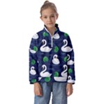 Swan-pattern-elegant-design Kids  Half Zip Hoodie