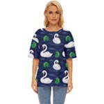 Swan-pattern-elegant-design Oversized Basic Tee