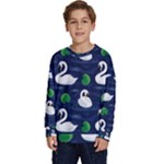 Swan-pattern-elegant-design Kids  Long Sleeve Jersey