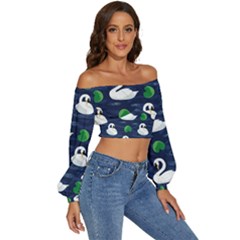 Long Sleeve Crinkled Weave Crop Top 