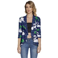 Women s 3/4 Sleeve Ruffle Edge Open Front Jacket 