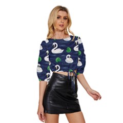 Mid Sleeve Drawstring Hem Top 