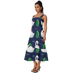 Square Neckline Tiered Midi Dress 