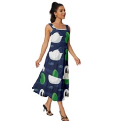 Square Neckline Tiered Midi Dress 