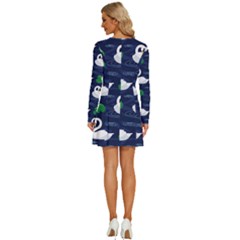 Long Sleeve Deep V Mini Dress  