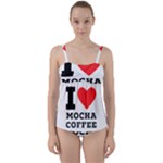 I love mocha coffee Twist Front Tankini Set