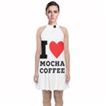 I love mocha coffee Velvet Halter Neckline Dress 