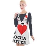 I love mocha coffee Plunge Pinafore Velour Dress