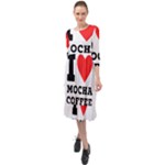 I love mocha coffee Ruffle End Midi Chiffon Dress