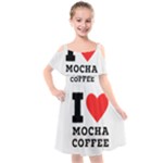 I love mocha coffee Kids  Cut Out Shoulders Chiffon Dress