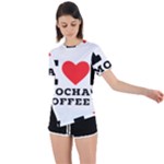 I love mocha coffee Asymmetrical Short Sleeve Sports Tee