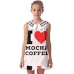 I love mocha coffee Kids  Pilgrim Collar Ruffle Hem Dress