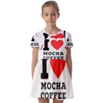 I love mocha coffee Kids  Short Sleeve Pinafore Style Dress