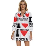 I love mocha coffee V-Neck Placket Mini Dress