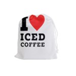 I love iced coffee Drawstring Pouch (Large)