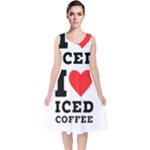 I love iced coffee V-Neck Midi Sleeveless Dress 