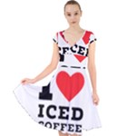 I love iced coffee Cap Sleeve Front Wrap Midi Dress