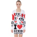 I love iced coffee V-neck Bodycon Long Sleeve Dress