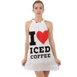 I love iced coffee Halter Tie Back Chiffon Dress