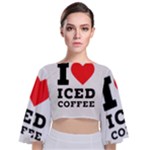 I love iced coffee Tie Back Butterfly Sleeve Chiffon Top