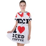 I love iced coffee Short Sleeve Shoulder Cut Out Dress 