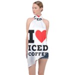 I love iced coffee Halter Asymmetric Satin Top