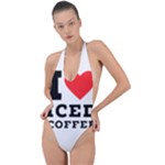 I love iced coffee Backless Halter One Piece Swimsuit