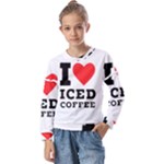 I love iced coffee Kids  Long Sleeve Tee with Frill 