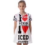 I love iced coffee Kids  Short Sleeve Pinafore Style Dress