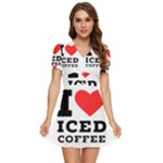 I love iced coffee V-Neck High Waist Chiffon Mini Dress