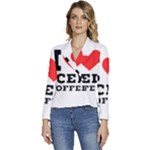 I love iced coffee Women s Long Sleeve Revers Collar Cropped Jacket