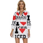 I love iced coffee V-Neck Placket Mini Dress