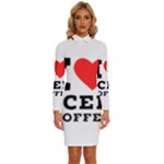 I love iced coffee Long Sleeve Shirt Collar Bodycon Dress