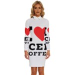 I love iced coffee Long Sleeve Shirt Collar Bodycon Dress