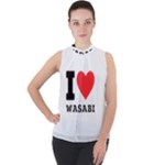 I love wasabi Mock Neck Chiffon Sleeveless Top