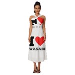 I love wasabi Sleeveless Cross Front Cocktail Midi Chiffon Dress