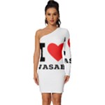 I love wasabi Long Sleeve One Shoulder Mini Dress