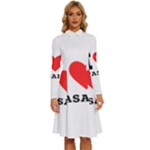 I love wasabi Long Sleeve Shirt Collar A-Line Dress