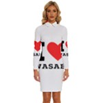 I love wasabi Long Sleeve Shirt Collar Bodycon Dress