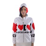 I love sauces Women s Hooded Windbreaker