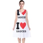 I love sauces V-Neck Midi Sleeveless Dress 